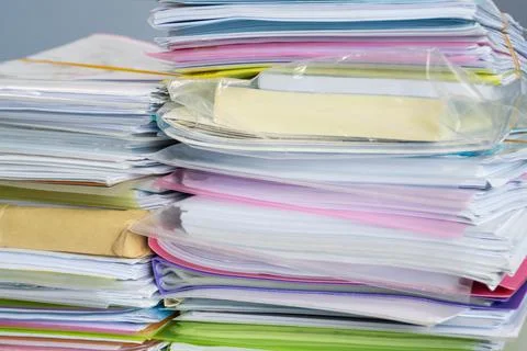 Stack of documents for business on the table in a work office Stock Photos