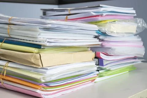 Stack of documents for business on the table in a work office 스톡 사진