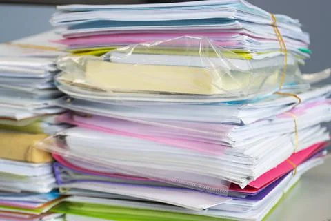 Stack of documents for business on the table in a work office 库存照片