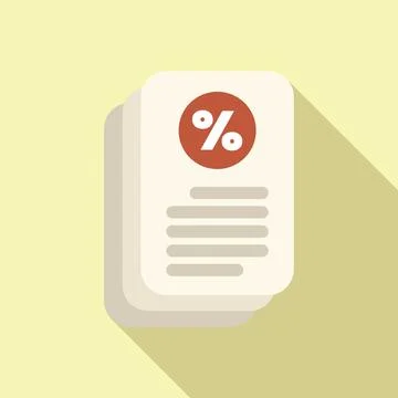 Stack of documents for calculating interest rate with percentage symbol Stock Illustration