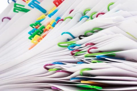 Stack of documents with clips 스톡 사진