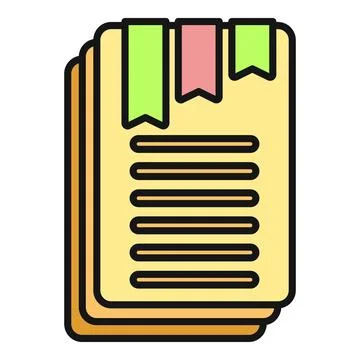 Stack of documents with colorful bookmarks icon Stock Illustration