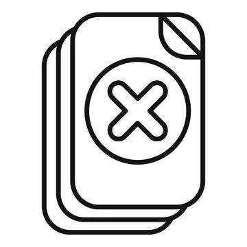 Stack of documents with delete symbol indicating removal or deletion Stock Illustration