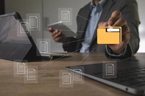 Stack documents file business paper Pile of documents folder on desk paperwor Stockfoto's