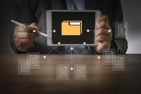 Stack documents file business paper Pile of documents folder on desk paperwor Stockfoto's