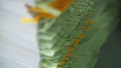 Stack of documents with notes Stock Footage 301409449