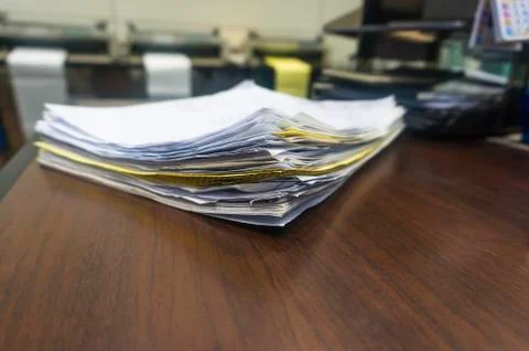 Stack documents on office table Stock Photos