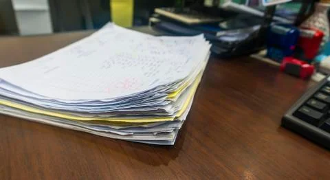 Stack documents on office table Stock Photos