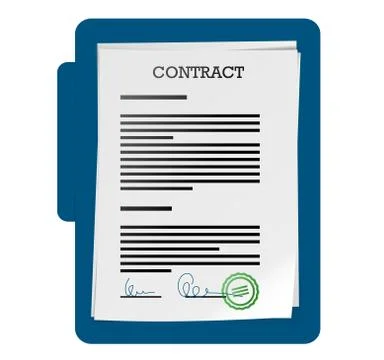 Stack of documents or contract papers with abstract signatures and stamp Illustrazione stock