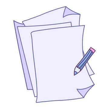 Stack of documents with a pencil. Paper document symbol. Illustrazione stock