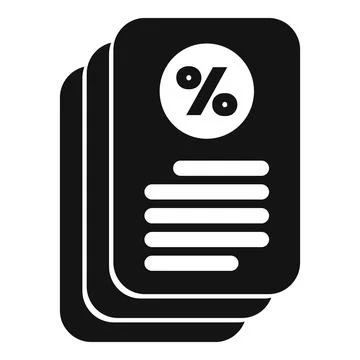 Stack of documents with percentage sign showing credit history report Stockillustratie