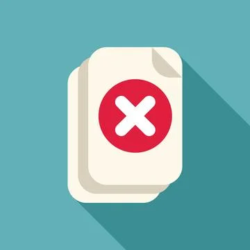 Stack of documents is rejected with red cross mark Stock Illustration