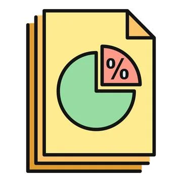 Stack of documents showing financial data analytics pie chart Stock Illustration