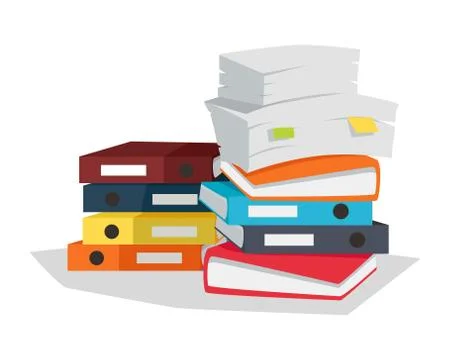Stack of Documents Vector Flat Design on White Stock Illustration