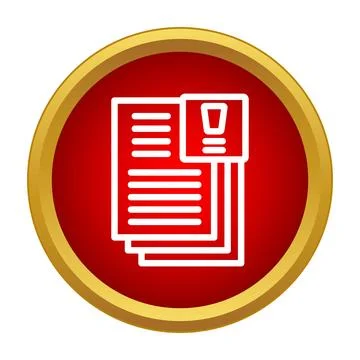 Stack of documents with warning icon on red button Illustrazione stock