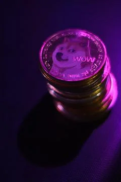 Stack of dogecoins Stock Photos
