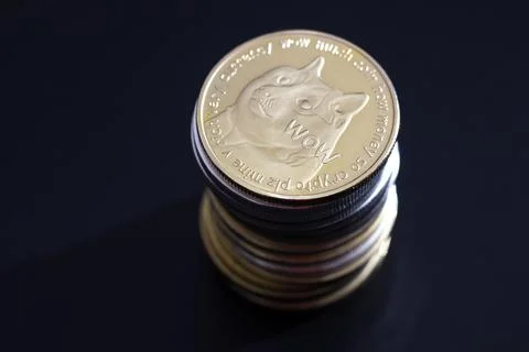 Stack of dogecoins Stock Photos