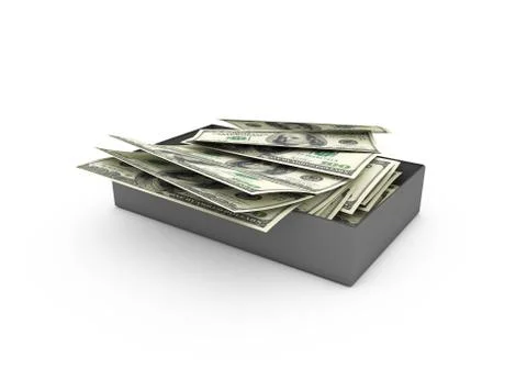 Stack of Dollar Banknotes in Box Stock Photos