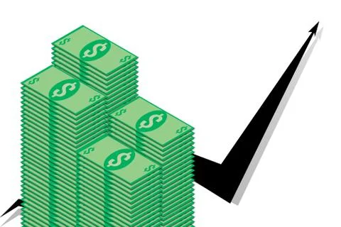 Stack of dollar bills on background of black graphics Stock Illustration