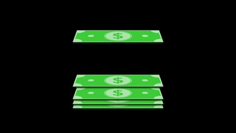 Stack of dollar bills growing into a money pile Stock Footage 312498422