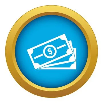 Stack of dollar bills icon blue vector isolated Stock Illustration