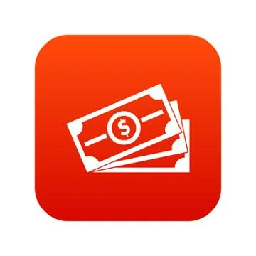 Stack of dollar bills icon digital red Stock Illustration