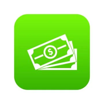 Stack of dollar bills icon digital green Illustrazione stock