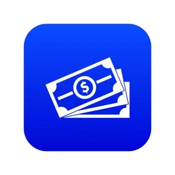 Stack of dollar bills icon digital blue Illustrazione stock