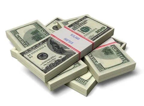 Stack of dollar bills isolated on white background Ilustración de archivo