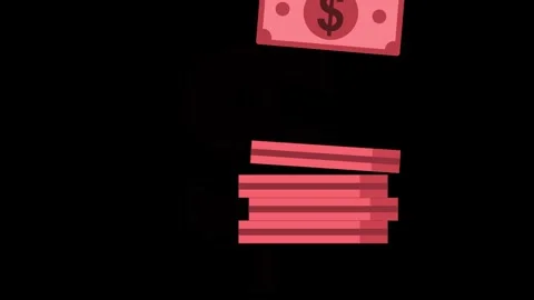 Stack of dollar bills with a large faded dollar sign animation Stock Footage 334760878