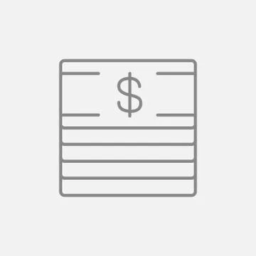 Stack of dollar bills line icon Illustrazione stock