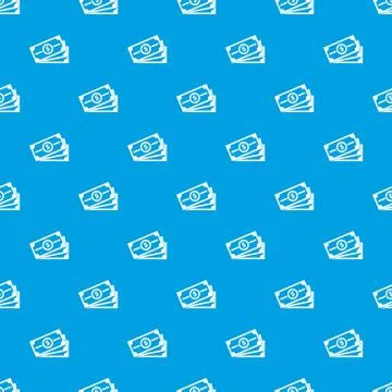 Stack of dollar bills pattern seamless blue Stock Illustration