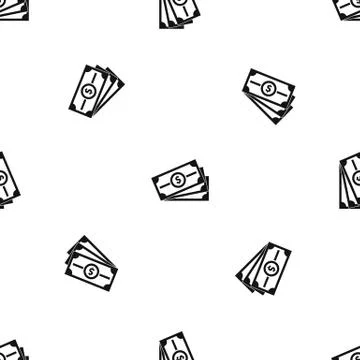 Stack of dollar bills pattern seamless black Stock Illustration