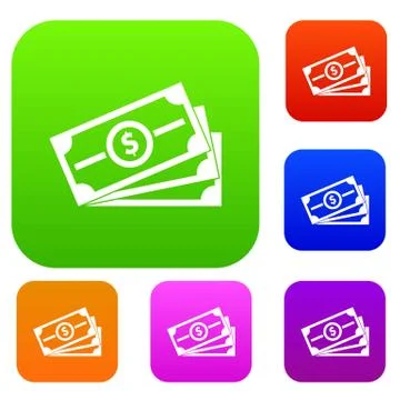 Stack of dollar bills set collection Illustrazione stock