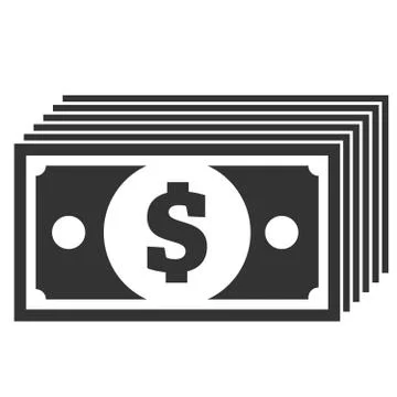 Stack of dollar bills, simple black and white icon Illustrazione stock