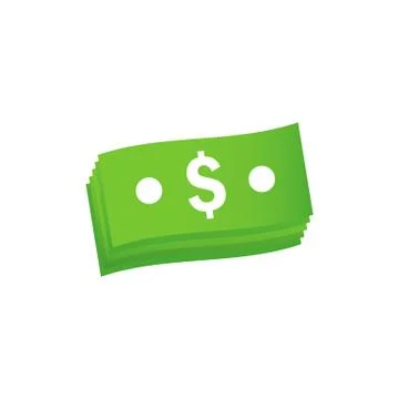 A stack of dollar bills in a simple style on a transparent background Stock Illustration