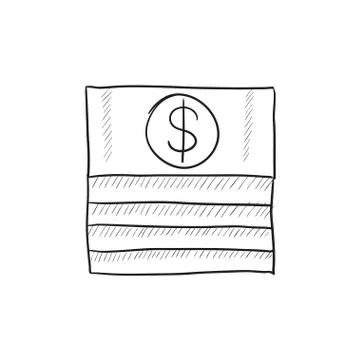 Stack of dollar bills sketch icon Stock Illustration
