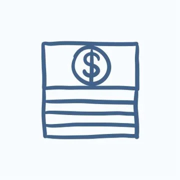 Stack of dollar bills sketch icon Stock Illustration