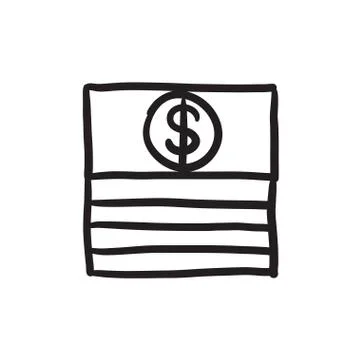 Stack of dollar bills sketch icon Stock Illustration