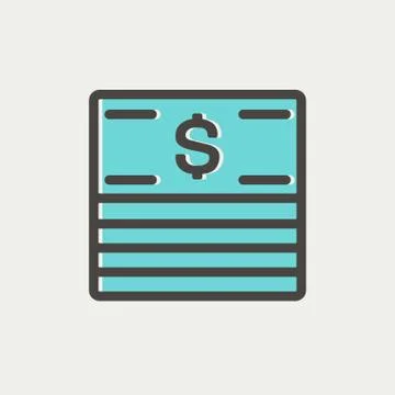 Stack of dollar bills thin line icon Stock Illustration