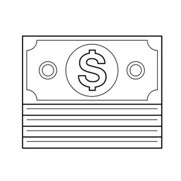 Stack of dollar bills vector line icon. Illustrazione stock