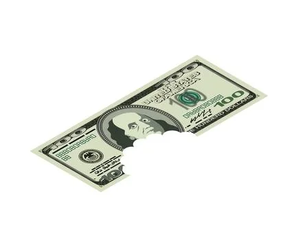 Stack of dollar bills viewed from the top with a bite mark, symbolizing pro.. Illustrazione stock