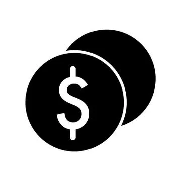 Stack of dollar coins vector icon. Black and white cash illustration. Solid Stock Illustration