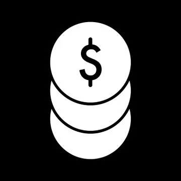 Stack of dollar coins vector icon. Black and white cash illustration. Solid Stock Illustration