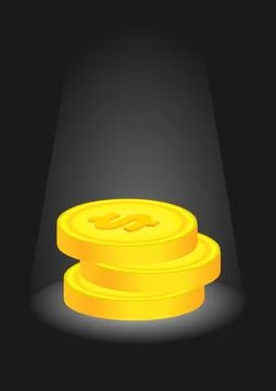 Stack of dollar coins vector illustration in black background Stock Illustration
