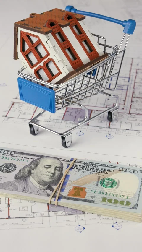 A stack of dollars for buying real estate Stock Footage 282676440