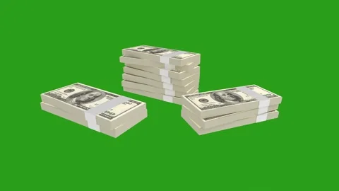 Stack of Dollars On Green Screen Stock Footage 283978592