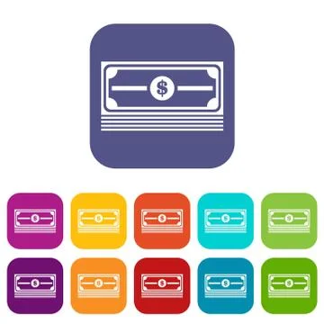 Stack of dollars icons set Illustrazione stock