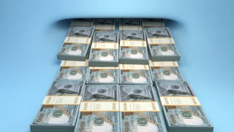 Stack of dollars income – 3d render. Stock Footage 327961023