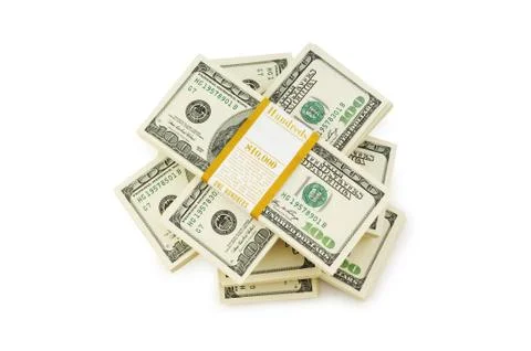 Stack of dollars isolated on the white 스톡 사진